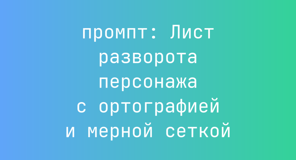 Лист разворота персонажа с ортографией и мерной сеткой