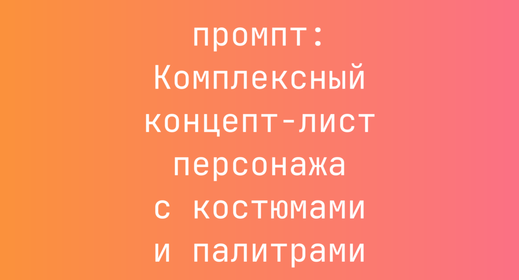 Комплексный концепт-лист персонажа с костюмами и палитрами