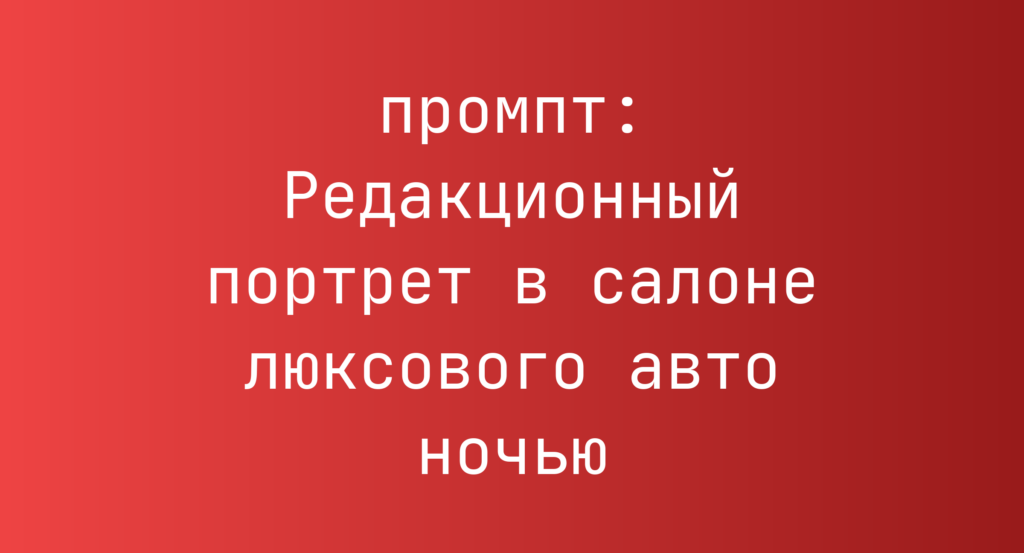 Редакционный портрет в салоне люксового авто ночью