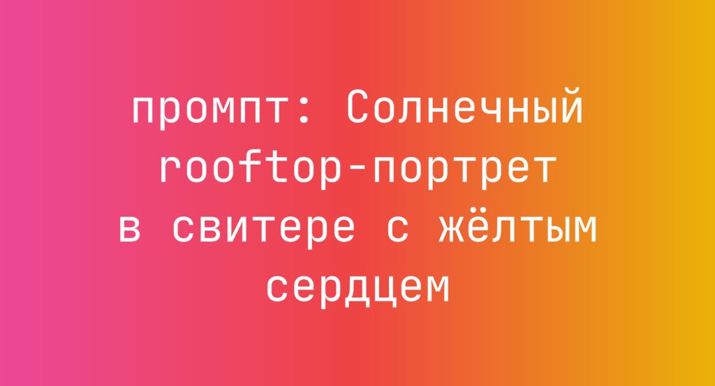 Солнечный rooftop-портрет в свитере с желтым сердцем
