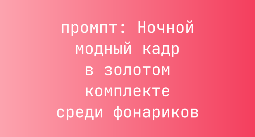 Ночной модный кадр в золотом комплекте среди фонариков