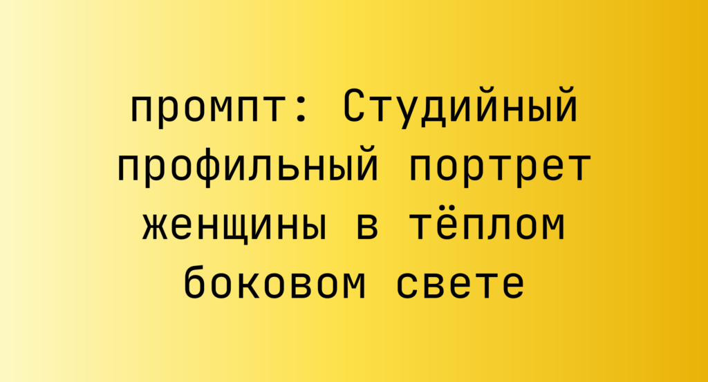 Студийный профильный портрет женщины в теплом боковом свете