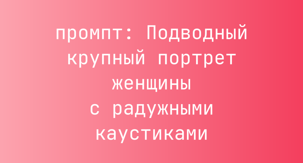 Подводный крупный портрет женщины с радужными каустиками