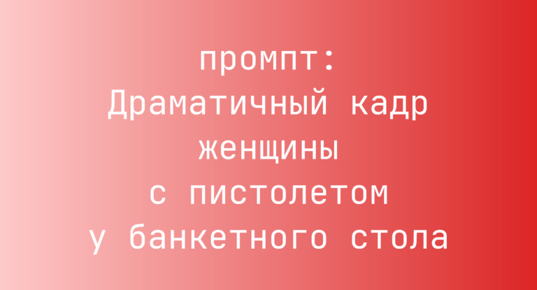 Драматичный кадр женщины с пистолетом у банкетного стола
