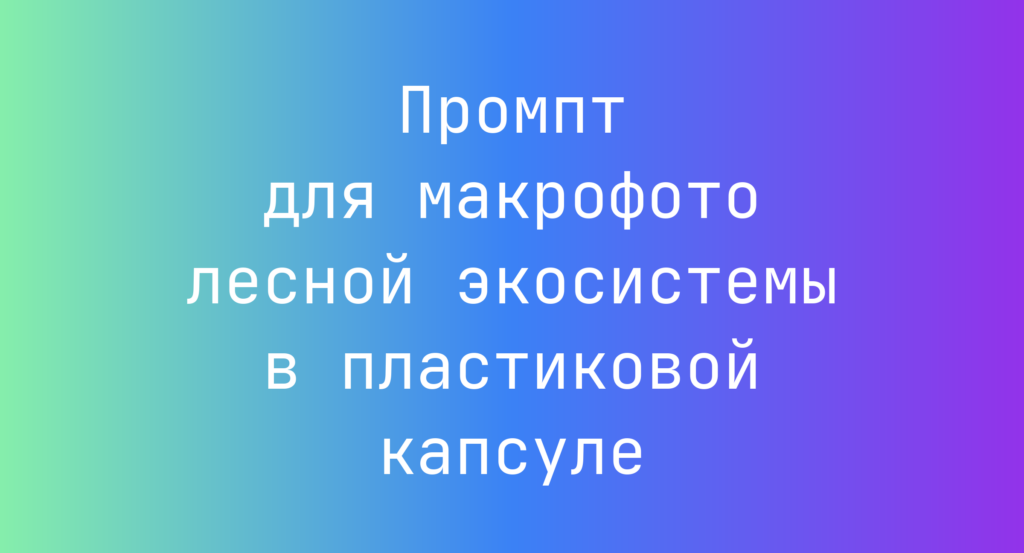 Промпт для макрофото лесной экосистемы в пластиковой капсуле