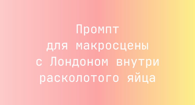 Промпт для макросцены с Лондоном внутри расколотого яйца
