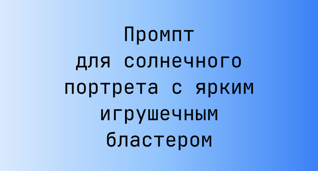 Промпт для солнечного портрета с ярким игрушечным бластером