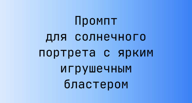 Промпт для солнечного портрета с ярким игрушечным бластером