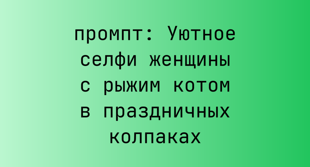 Уютное селфи женщины с рыжим котом в праздничных колпаках