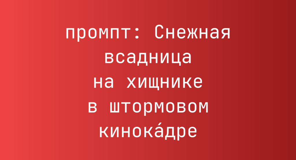 Снежная всадница на хищнике в штормовом кинока́дре