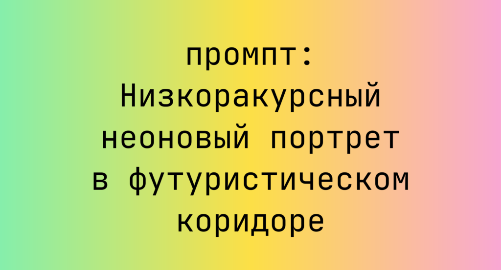 Низкоракурсный неоновый портрет в футуристическом коридоре