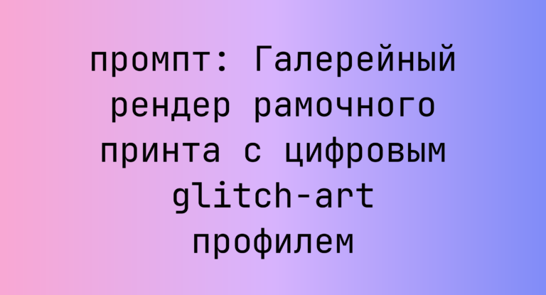 Галерейный рендер рамочного принта с цифровым glitch-art профилем