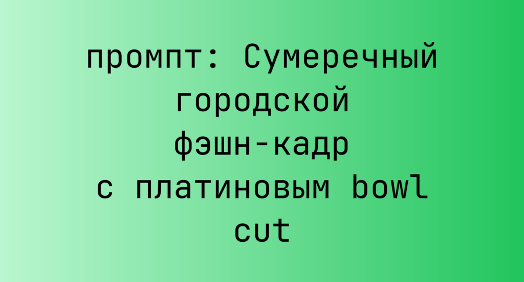 Сумеречный городской фэшн-кадр с платиновым bowl cut
