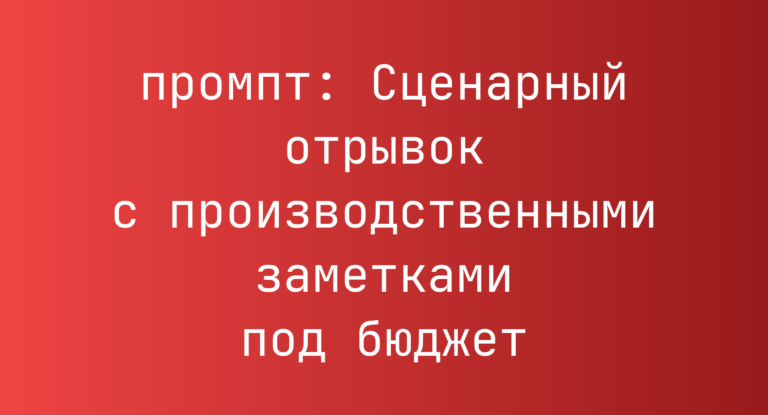 Сценарный отрывок с производственными заметками под бюджет