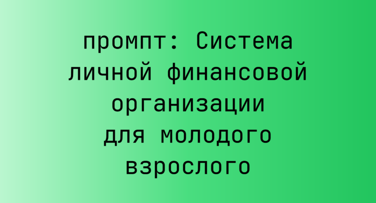 Система личной финансовой организации для молодого взрослого