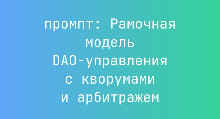 Рамочная модель DAO-управления с кворумами и арбитражем