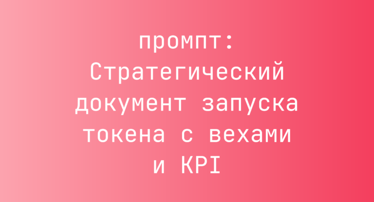 Стратегический документ запуска токена с вехами и KPI