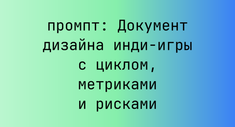 Документ дизайна инди-игры с циклом, метриками и рисками