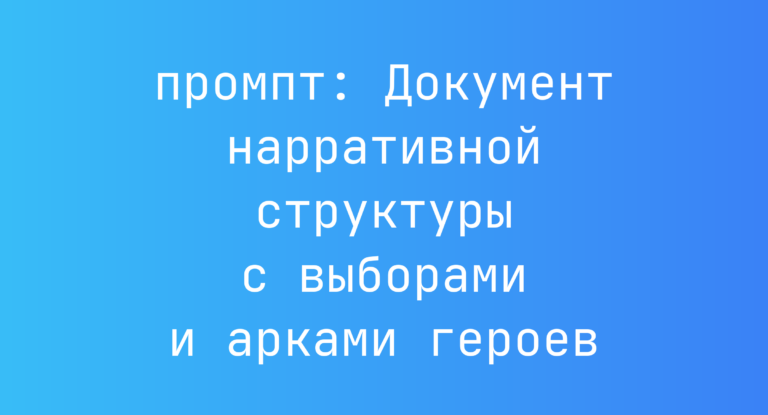 Документ нарративной структуры с выборами и арками героев