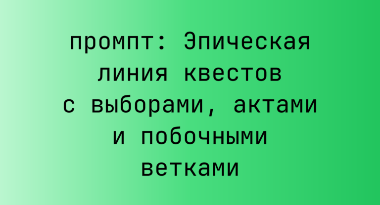 Эпическая линия квестов с выборами, актами и побочными ветками