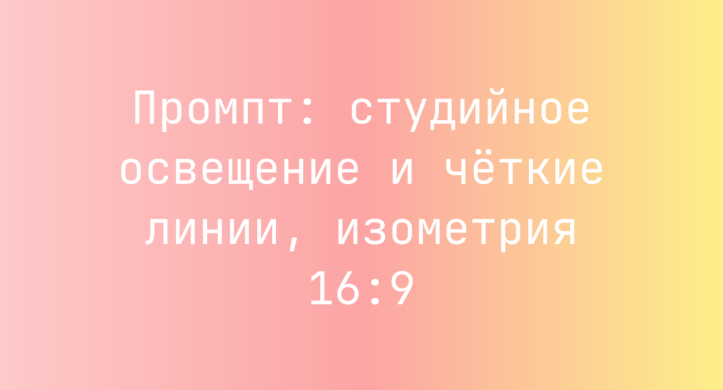 Промпт: студийное освещение и четкие линии, изометрия 16:9