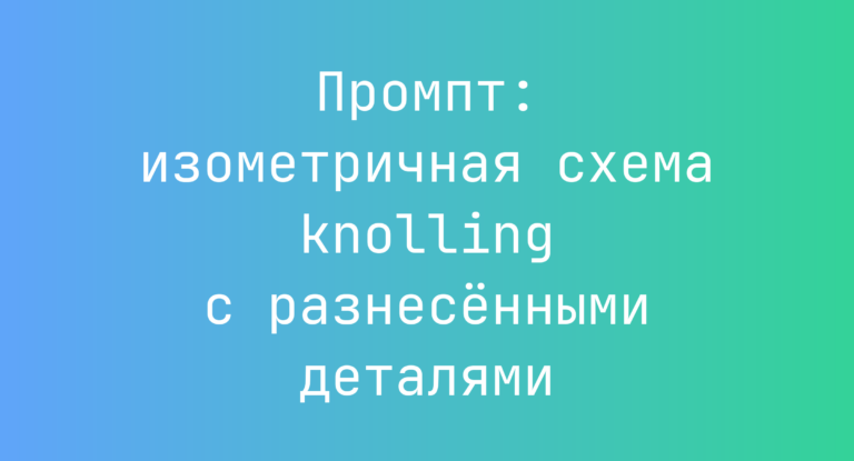 Промпт: изометричная схема knolling с разнесенными деталями