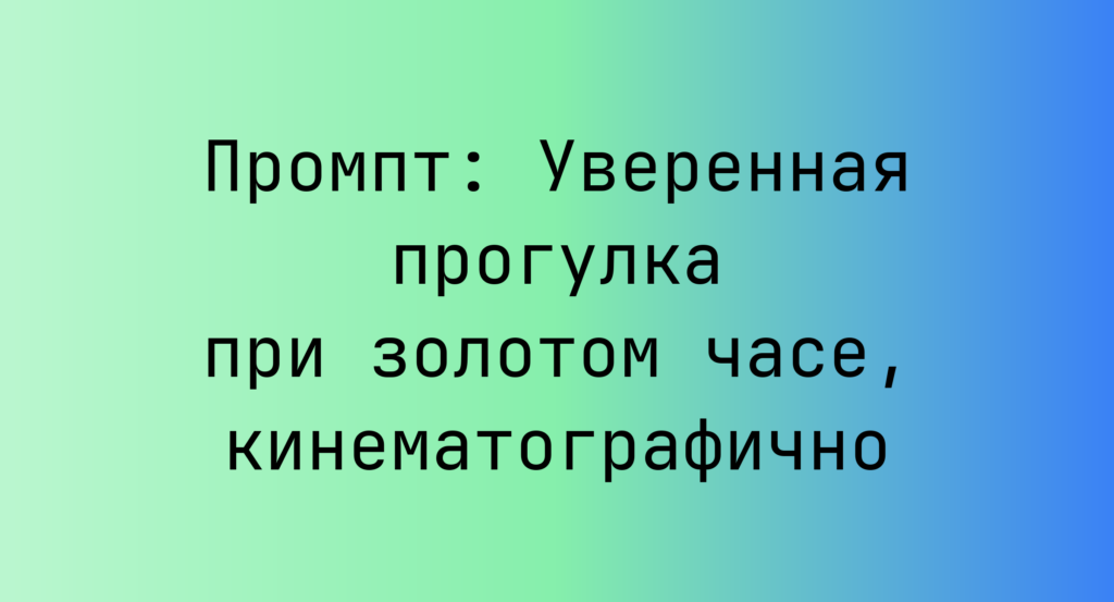 Промпт: Уверенная прогулка при золотом часе, кинематографично
