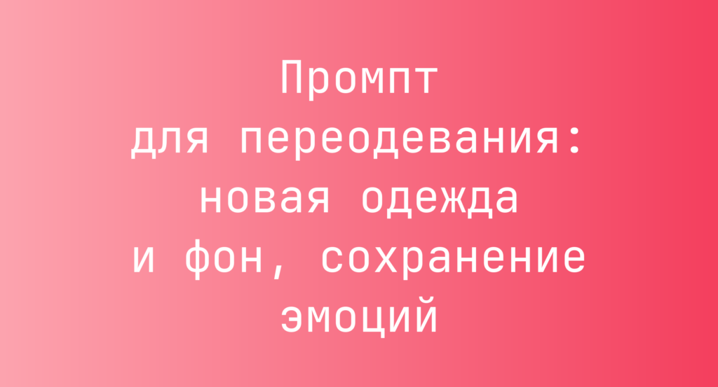 Промпт для переодевания: новая одежда и фон, сохранение эмоций
