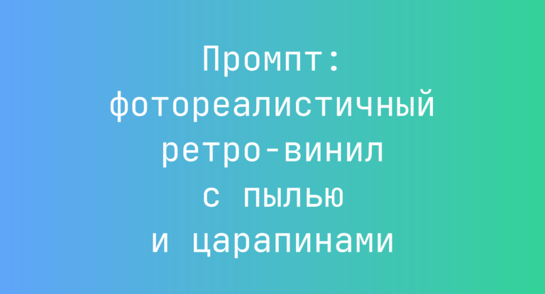 Промпт: фотореалистичный ретро-винил с пылью и царапинами