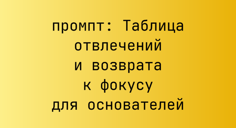 Таблица отвлечений и возврата к фокусу для основателей