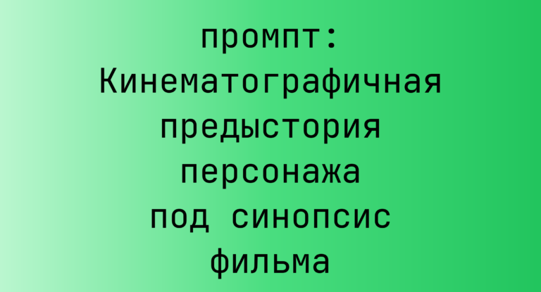 Кинематографичная предыстория персонажа под синопсис фильма