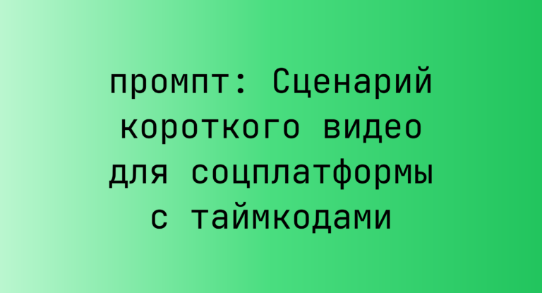 Сценарий короткого видео для соцплатформы с таймкодами