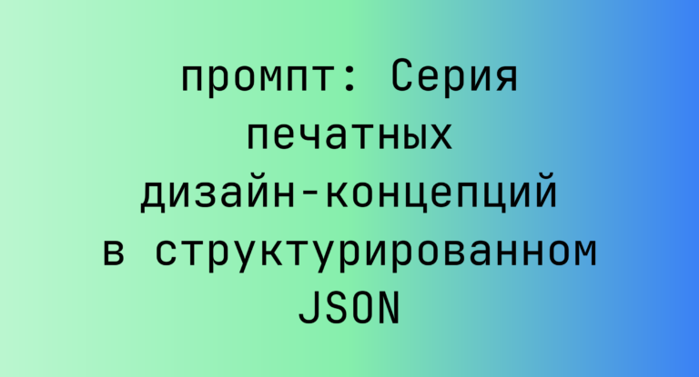 Серия печатных дизайн-концепций в структурированном JSON