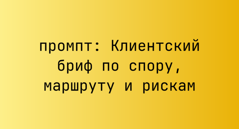 Клиентский бриф по спору, маршруту и рискам