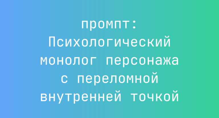 Психологический монолог персонажа с переломной внутренней точкой