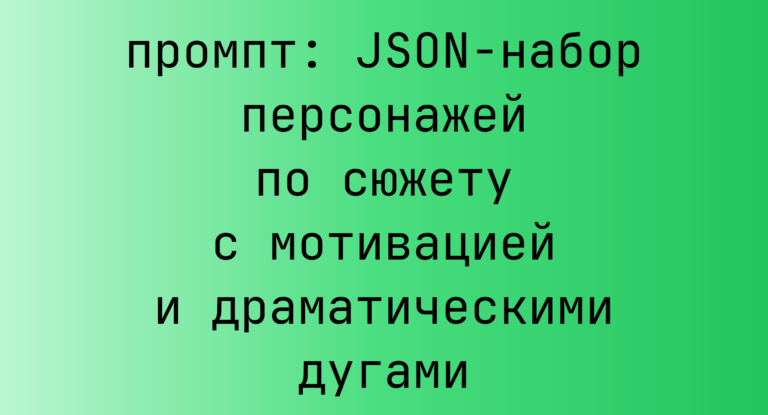 JSON-набор персонажей по сюжету с мотивацией и драматическими дугами