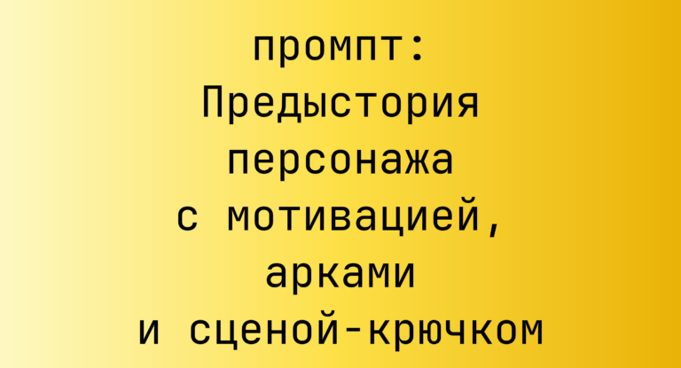 Предыстория персонажа с мотивацией, арками и сценой-крючком