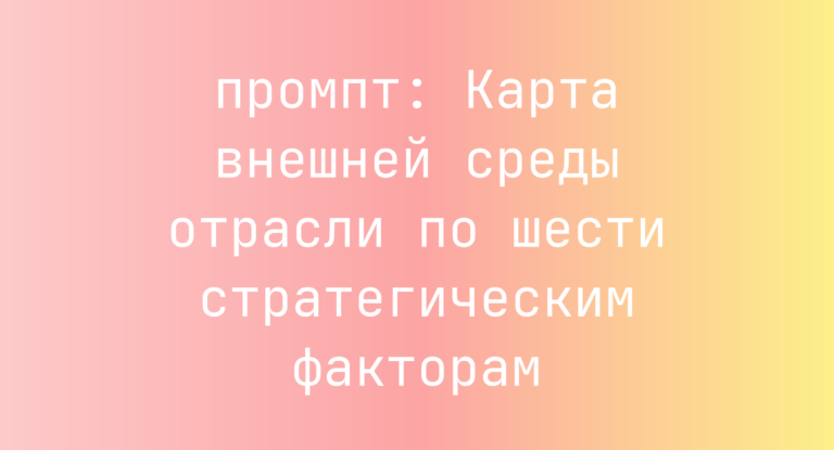 Карта внешней среды отрасли по шести стратегическим факторам