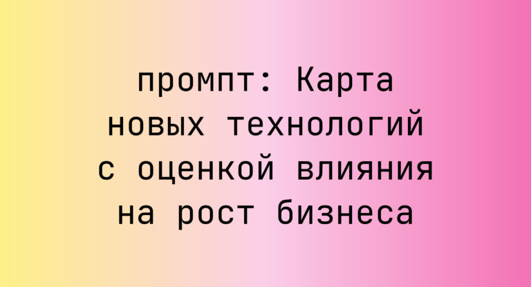 Карта новых технологий с оценкой влияния на рост бизнеса