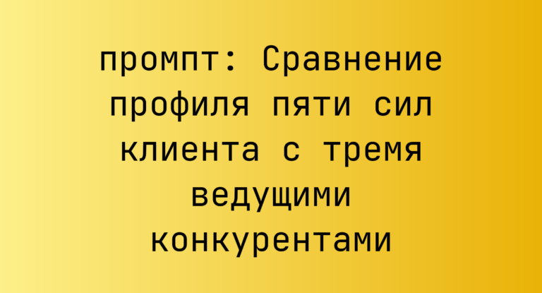 Сравнение профиля пяти сил клиента с тремя ведущими конкурентами