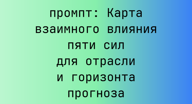 Карта взаимного влияния пяти сил для отрасли и горизонта прогноза