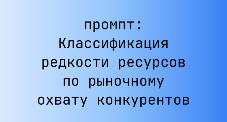 Классификация редкости ресурсов по рыночному охвату конкурентов