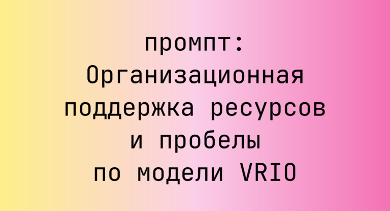 Организационная поддержка ресурсов и пробелы по модели VRIO