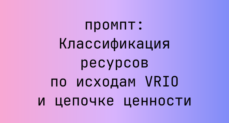Классификация ресурсов по исходам VRIO и цепочке ценности