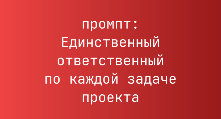 Единственный ответственный по каждой задаче проекта