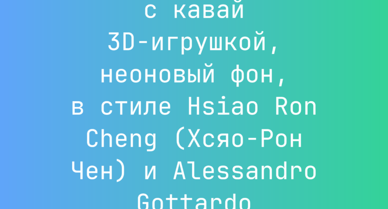 Промпт: Сияющий блайнд-бокс с кавай 3D-игрушкой, неоновый фон, в стиле Hsiao Ron Cheng (Хсяо-Рон Чен) и Alessandro Gottardo (Алессандро Готтардо)
