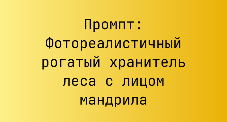 Промпт: Фотореалистичный рогатый хранитель леса с лицом мандрила