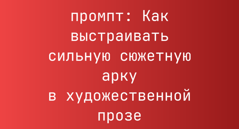 Как выстраивать сильную сюжетную арку в художественной прозе