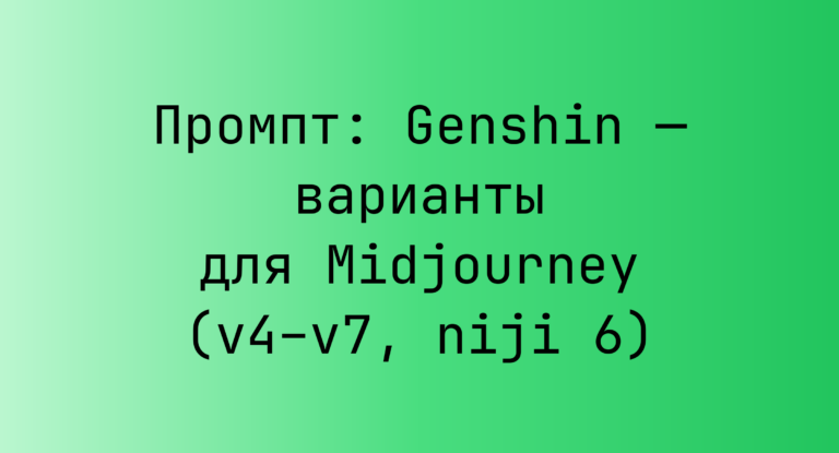 Промпт: Genshin — варианты для Midjourney (v4–v7, niji 6)