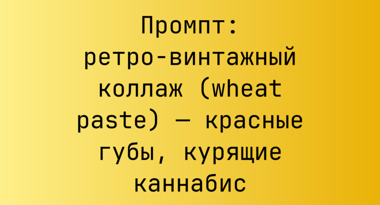 Промпт: ретро-винтажный коллаж (wheat paste) — красные губы, курящие каннабис